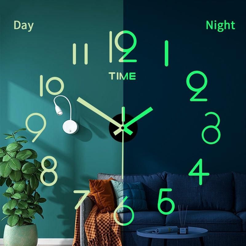 3D Luminous Wall Clock Frameless Acrylic DIY Clock Stickers