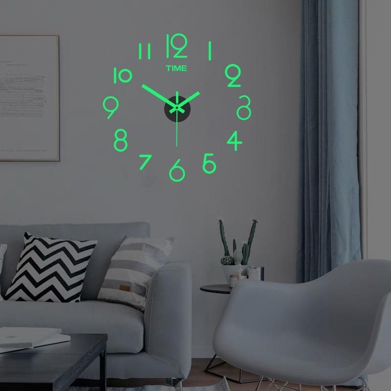3D Luminous Wall Clock Frameless Acrylic DIY Clock Stickers