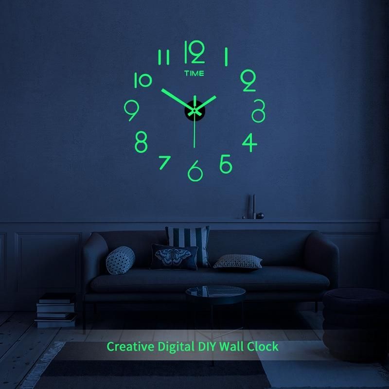 3D Luminous Wall Clock Frameless Acrylic DIY Clock Stickers