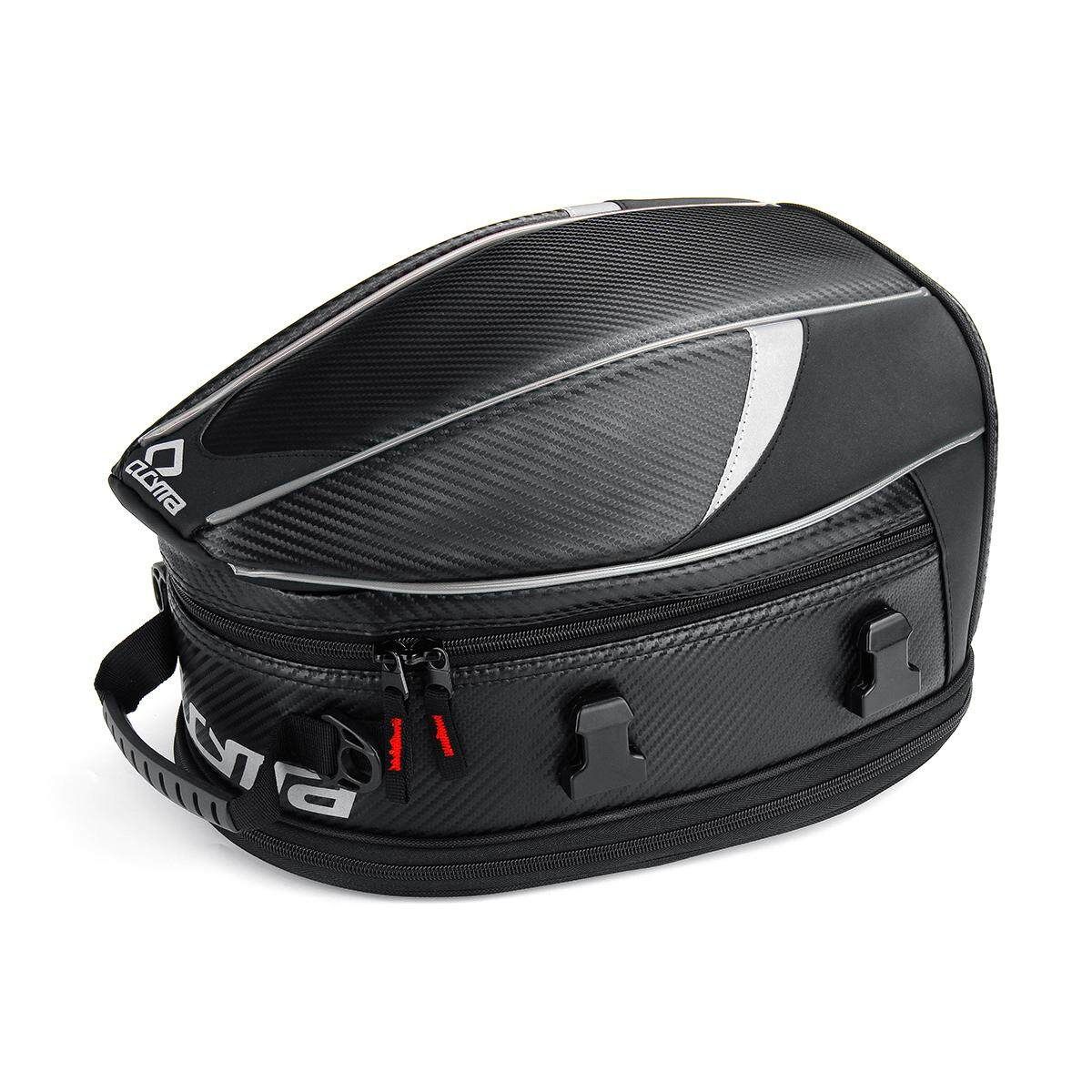 Waterproof Removable Motorcycle Tail Bag Rear Seat Top Case Luggage Shoulder Box- White White Border