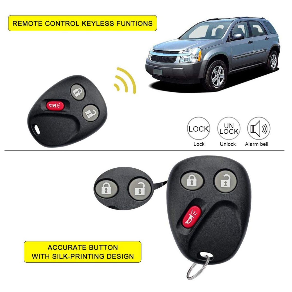 2Pcs Key Fob Remote Control Car Key Replacement For