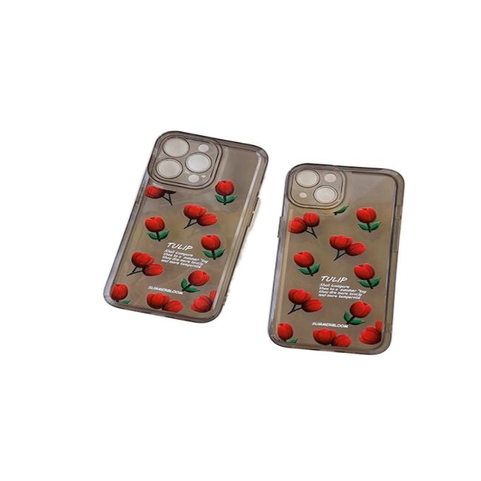 IPhone Case Tide Brand Anti Falling Soft Case Dark Tulip