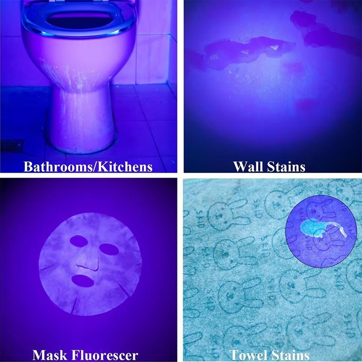 1Pack UV Flashlight Black Light - LED Battery Powered Blacklight for Pet Urine Detection, Dry Stains, Bed Bugs - Matches with Pet Odor Eliminator