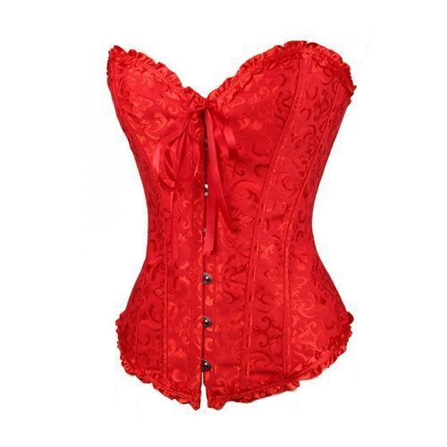 Red Corset Top Waist Cinchers Shaper Lace Women Steampunk Sexy Plus Size