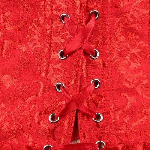 Red Corset Top Waist Cinchers Shaper Lace Women Steampunk Sexy Plus Size