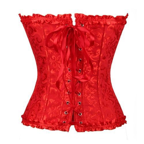 Red Corset Top Waist Cinchers Shaper Lace Women Steampunk Sexy Plus Size