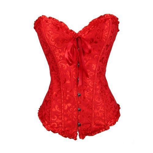 Red Corset Top Waist Cinchers Shaper Lace Women Steampunk Sexy Plus Size