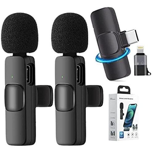 2 Pieces Phone Wireless Microphone Audio Video Recording Mic For IPhone Android Gaming