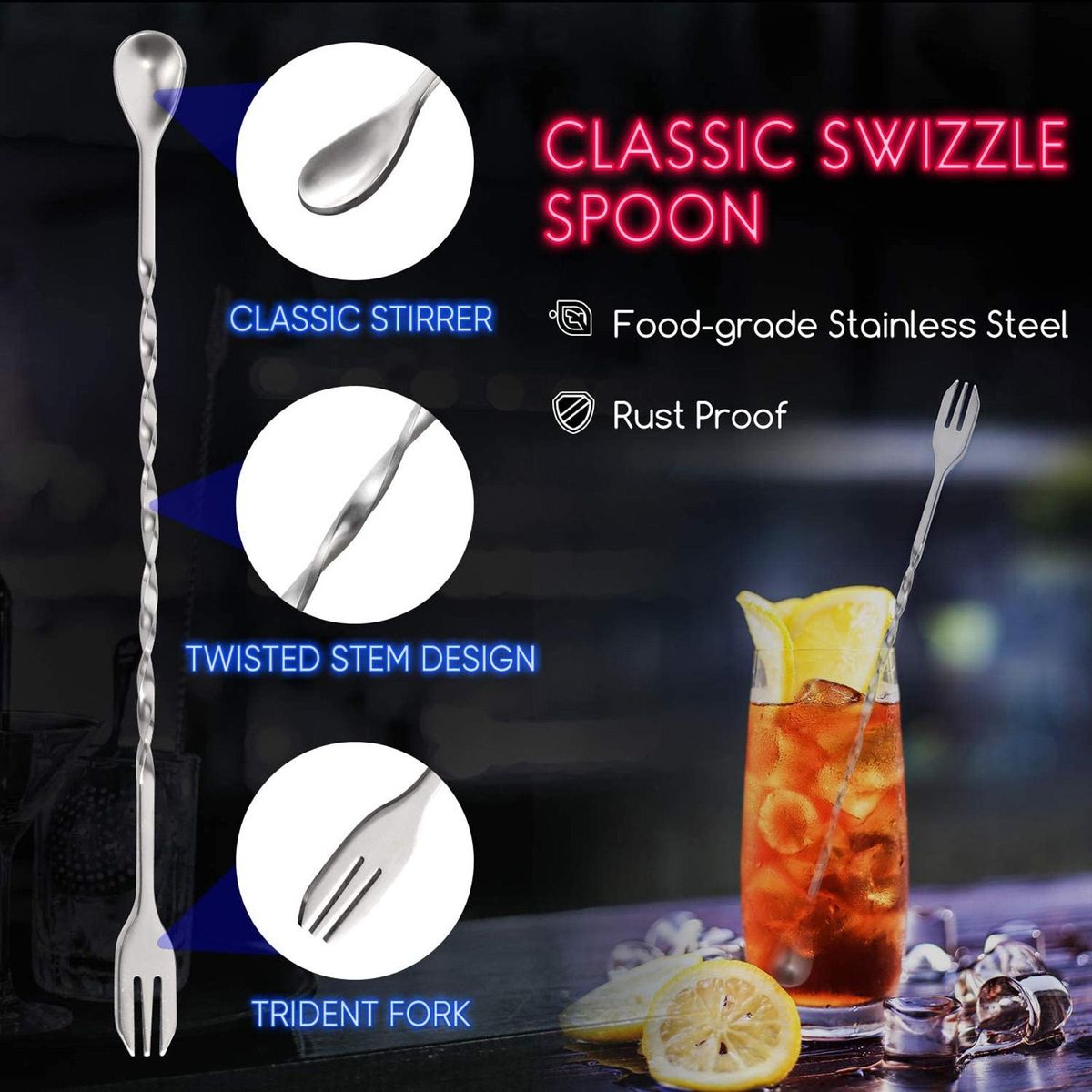 1 Set Drink Stirring Stick Streamlined Lines Ice Stirring Rod