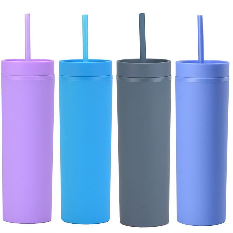4pcs 450ml Skinny Tumbler with Straw and Lid, Stylish, BPA-free,and Eco-Friendly