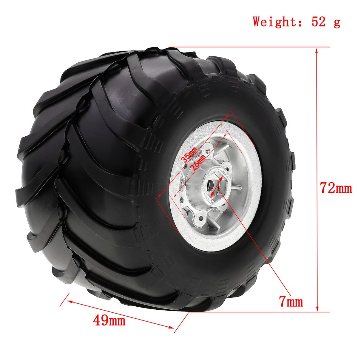 Remote Control Crawler Rubber Car Silvery Tires 4PCS 72*49mm