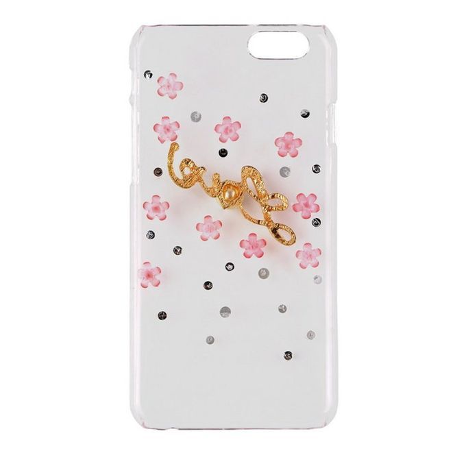 Flower Pearl Rhinestone Cell Phone Hard Case Cover Protection For Iphone 6 Pink