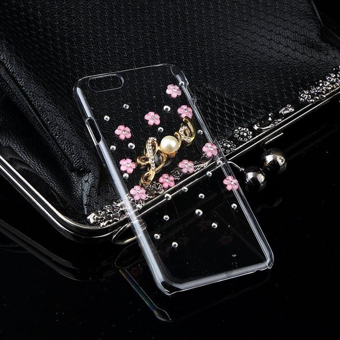Flower Pearl Rhinestone Cell Phone Hard Case Cover Protection For Iphone 6 Pink