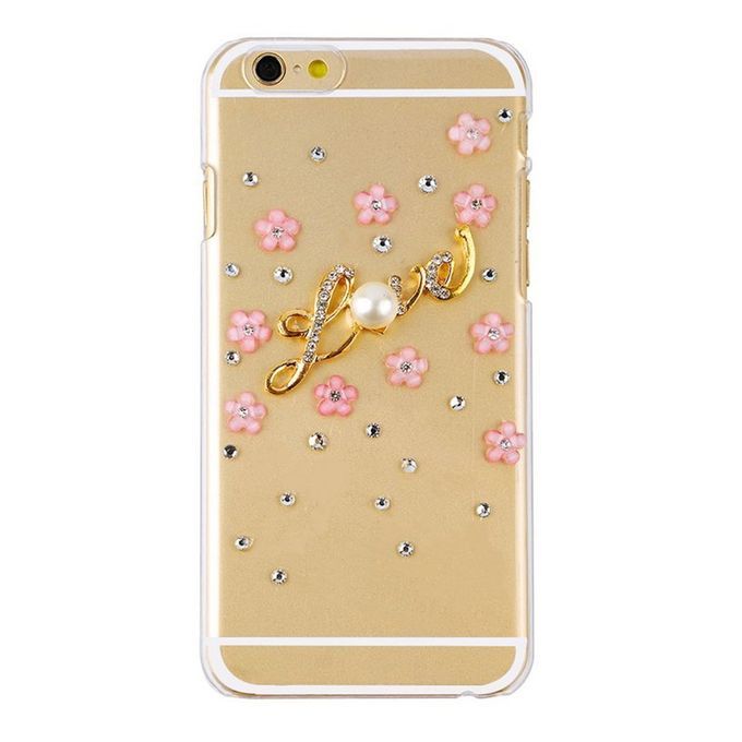 Flower Pearl Rhinestone Cell Phone Hard Case Cover Protection For Iphone 6 Pink