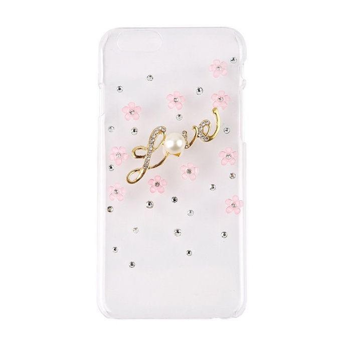 Flower Pearl Rhinestone Cell Phone Hard Case Cover Protection For Iphone 6 Pink