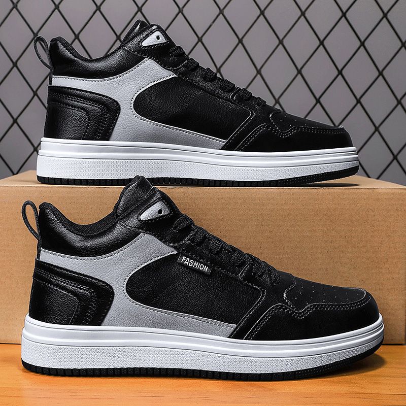 All-match High-top Sneakers Men Shoes EUR Size 38-47 Trendy Boys Sports Tennis Shoes Outdoor Skateboarding Sneakers Comfort New Fashion Skate Shoes Leisure Platform Vulcanized Shoes Black