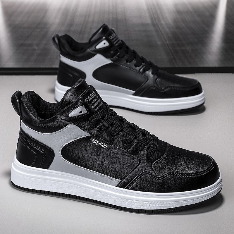 All-match High-top Sneakers Men Shoes EUR Size 38-47 Trendy Boys Sports Tennis Shoes Outdoor Skateboarding Sneakers Comfort New Fashion Skate Shoes Leisure Platform Vulcanized Shoes Black