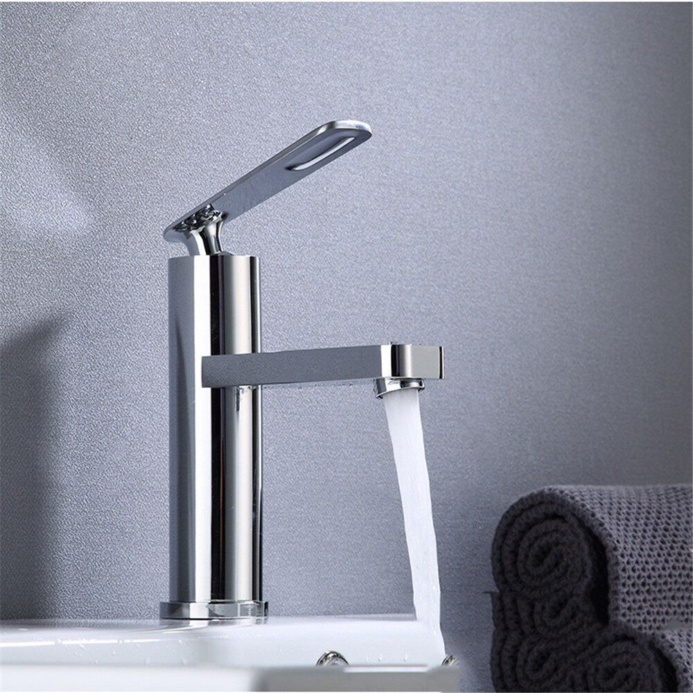 Home Kitchen Bathroom Basin Sink Water Faucet Single Handle Hot Cold Water Mix Faucets Wash Tap Silver