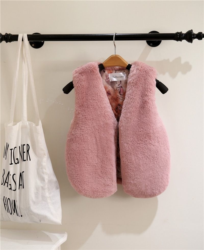 Autumn And Winter Children's Clothing Girls Vest Faux Fox Jackets