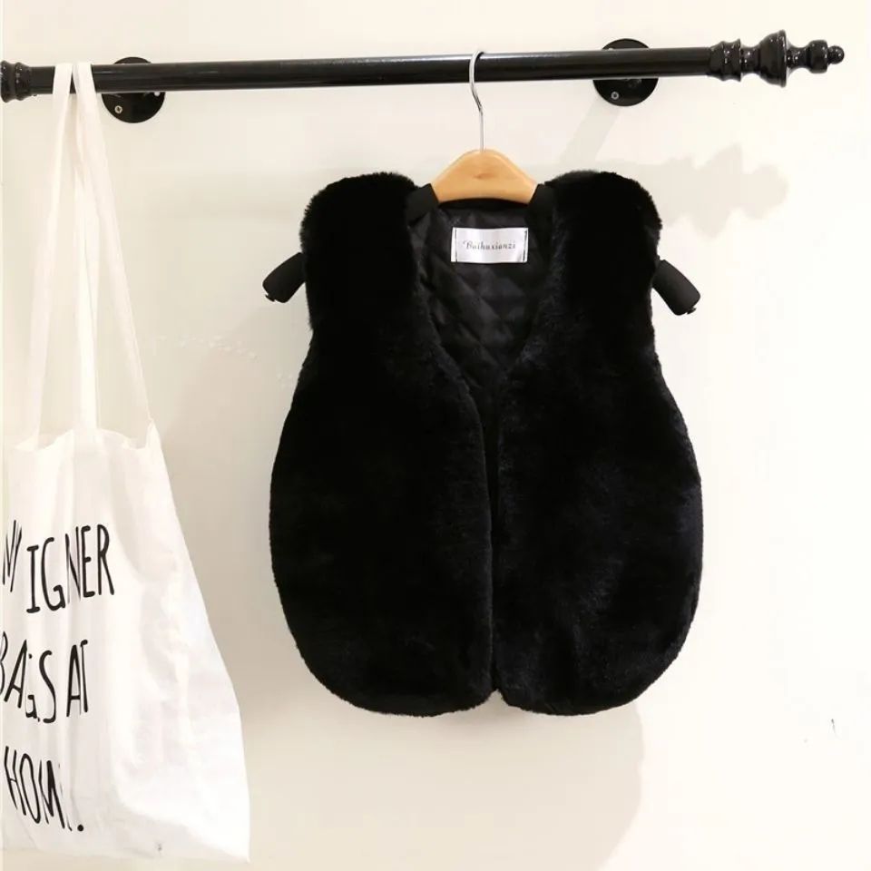 Autumn And Winter Children's Clothing Girls Vest Faux Fox Jackets