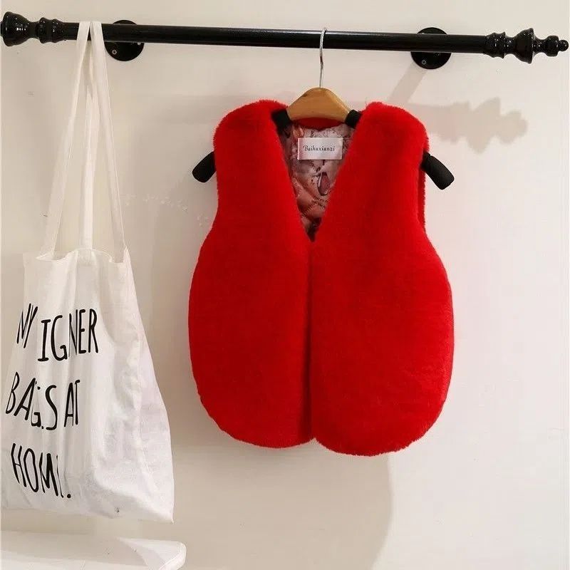 Autumn And Winter Children's Clothing Girls Vest Faux Fox Jackets