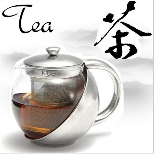 Popular 500ml—900ml Stainless Steel Glass Faced Teapot Strainer Lid Herbal Tea Leaf Removable Infuser Filter Tea Pot Home Office 750ml