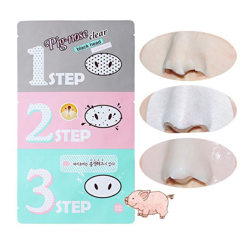 Cosmetic Head Massage Holika Kit Sticker Remover Holika Blackhead Nose Pig Remove Acne 7pcs Step Black D0164 3