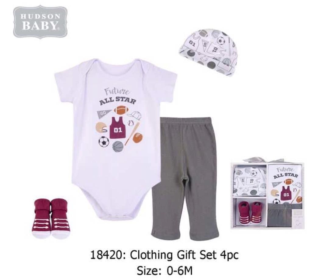 NEWBORN BABY 4pcs LAYETTE GIFT SET -  (0 - 6 MONTHS)