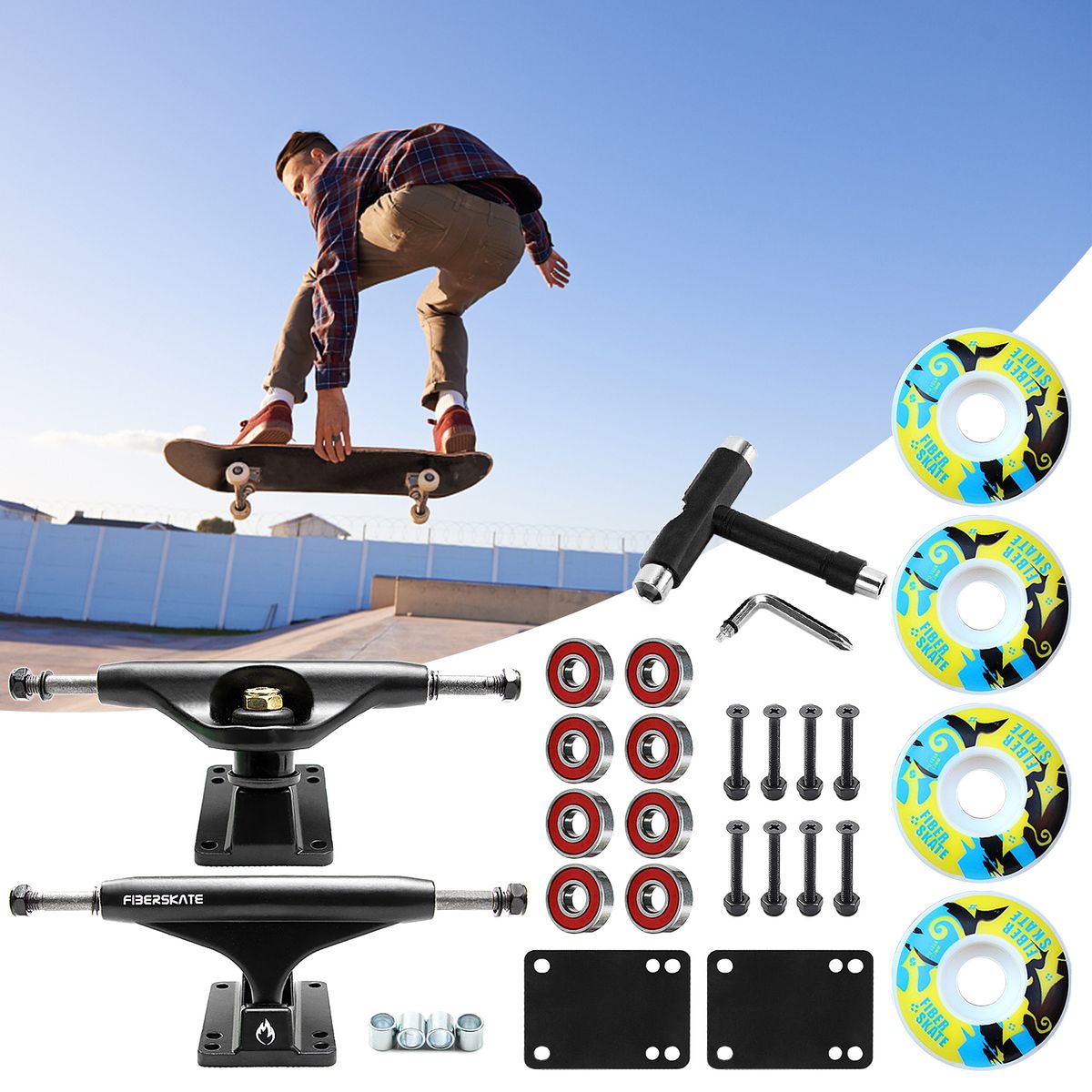 5'' Skateboard Trucks Wheels Bearings And T Wrench Set