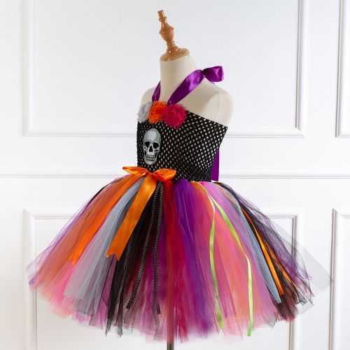 Girls Princess Dress [Halloween*Skull Head*Send Headwear]-93358