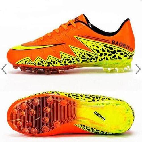 Unisex Adult Spike Sneaker Men's Training Football Shoes Breathable Soccer Boots Orange Red/42