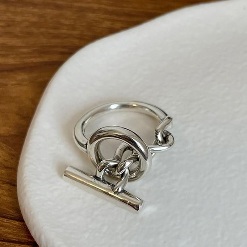 XIYANIKE Silver Color  Unique OT Buckle Chain Fashion Multi-layer Cross Round Silver Ring Personalized Party Punk Jewelry
