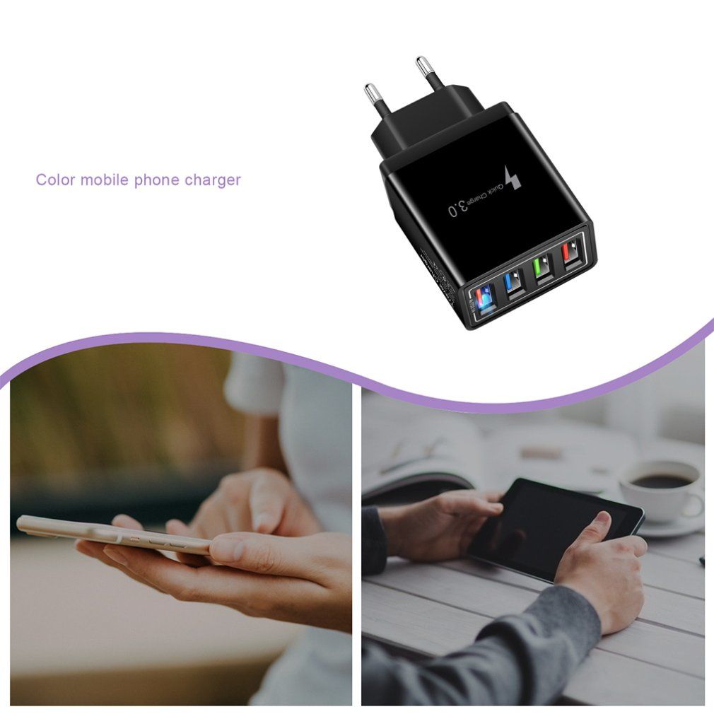 4 USB Port Colorful Charger Travel Charging Head Induction Charger USB Quick Mobile Phone  Charger Phone Adapter