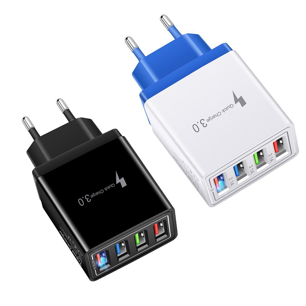 4 USB Port Colorful Charger Travel Charging Head Induction Charger USB Quick Mobile Phone  Charger Phone Adapter