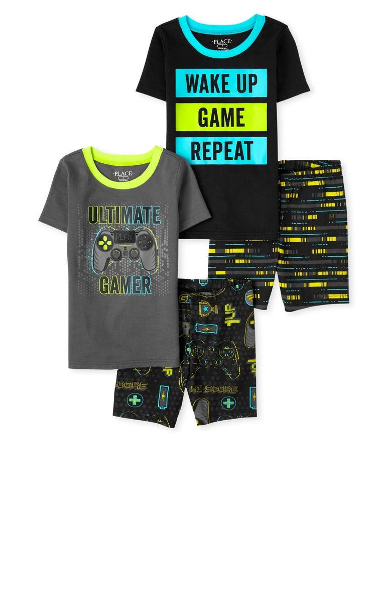 Boys Wake Up Ultimate Gamer Snug Fit Cotton Pyjamas Sleepwear- 4pcs