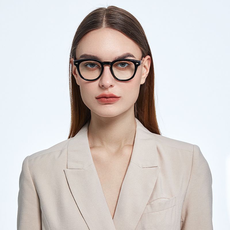 Retro Computer Glasses Round Thick-rimmed Eyewear Frames