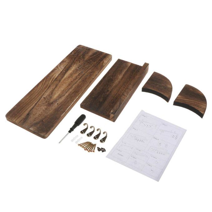 Vintage Wooden Wall Mounting Guitar Holder Stand Display Wood Color 1