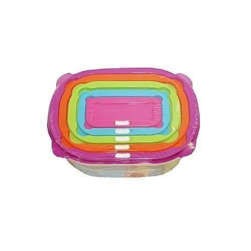 5 Pcs- Set Of Fridge Food Storage Plastic Containers