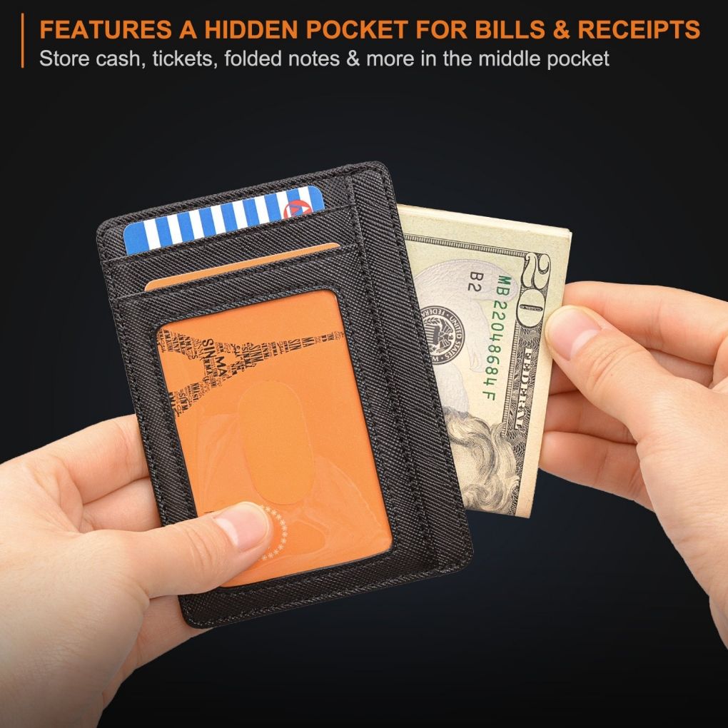 Minimalist Front Pocket  Blocking Men's Women's Leather Wallet