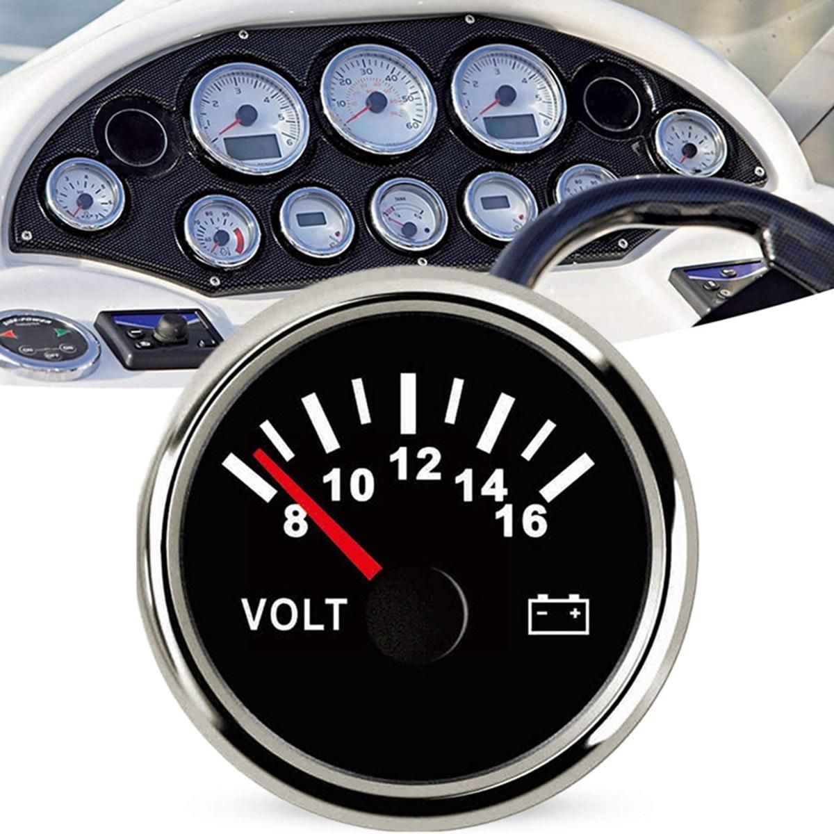 52mm Universal Digital Voltmeter Gauge Volt Meter 8-16V for Boat Yacht Auto Motor Home Truck