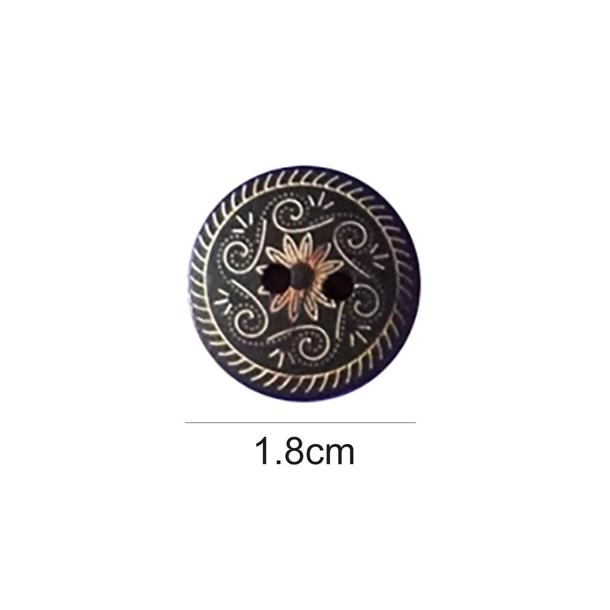 50 Pcs 18mm Round Wood Two Hole Buttons Floral Carved Craft Sewing Accessories