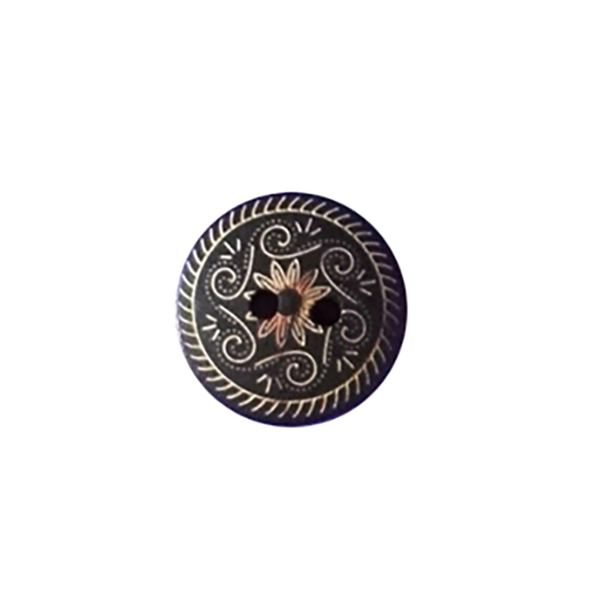 50 Pcs 18mm Round Wood Two Hole Buttons Floral Carved Craft Sewing Accessories