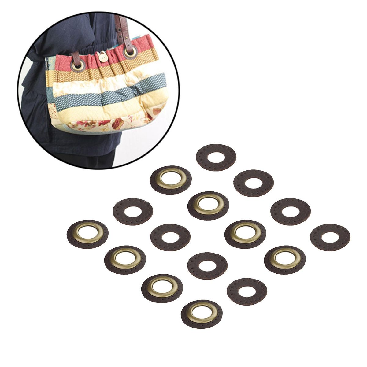 Leather Grommets Eyelets Set    DIY For Purse Bags Shoes Dark Brown