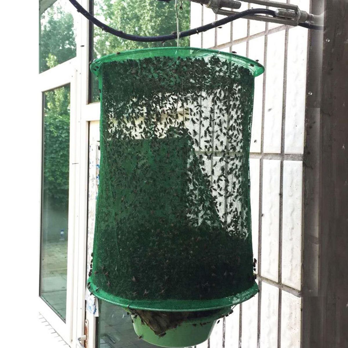 Reusable Hanging Fly Trap Farm Fly Catcher Mosquito Cage Fold-type Insect Trap Net for Home Ranch Garden Environmental Protection Not Including Bowl