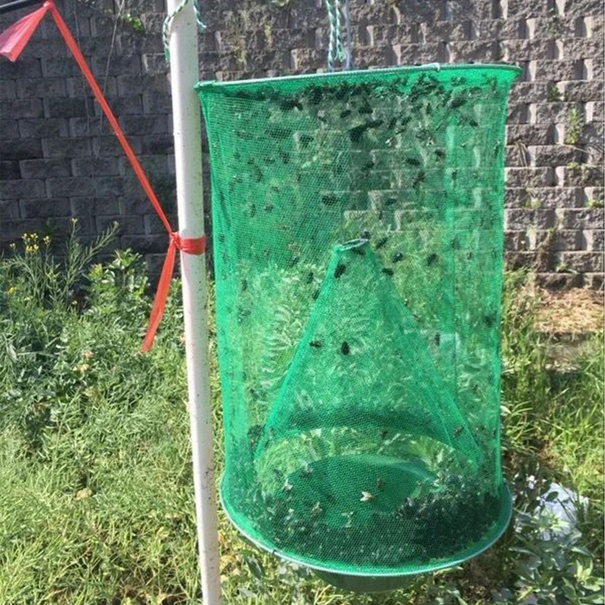 Reusable Hanging Fly Trap Farm Fly Catcher Mosquito Cage Fold-type Insect Trap Net for Home Ranch Garden Environmental Protection Not Including Bowl