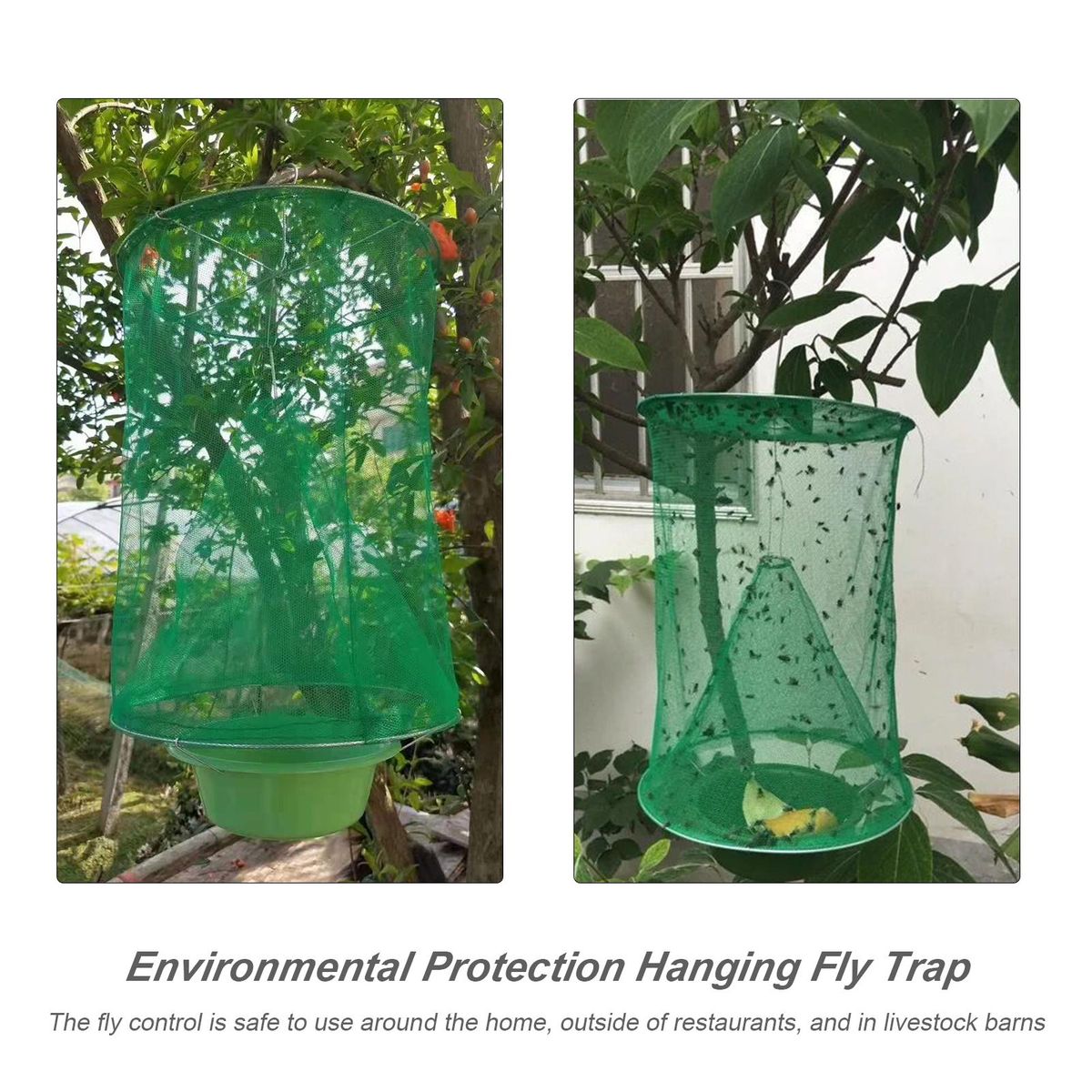 Reusable Hanging Fly Trap Farm Fly Catcher Mosquito Cage Fold-type Insect Trap Net for Home Ranch Garden Environmental Protection Not Including Bowl