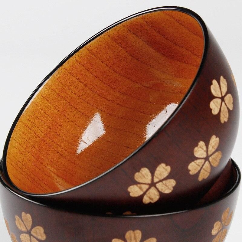 One Piece Japanese Sakura Wooden Bowl Soup Salad Rice Noodle Bowls Natural Wood Kids Wood Bowl Tableware