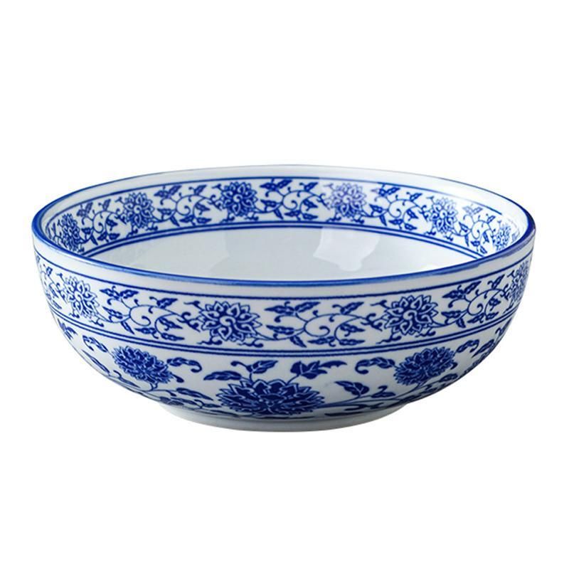 7inch Chinese Style Ceramic Bowls Blue And White Porcelain Bowl Instant Noodle Ramen Soup Bowls Kitchen Tableware