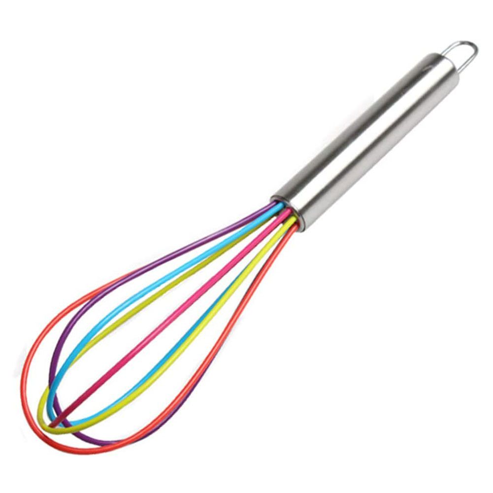Stainless Steel Handle Colorful Silicone Egg Beater Flour