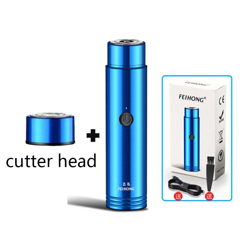 Men Oneblade  Mini Washable Electric Precision  Pocket  Portable Rechargeable Beard Trimmer Face Clean -Blue Black Blade